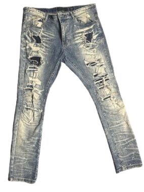 Decibel Slim Fit Distressed Light Blue Skinny Jeans for Men